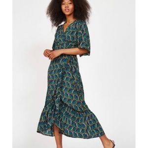 Silk and Salt African print wrap dress size S